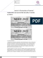 Modelli Dinamici in Economia e Finanza: Workshop Internazionale A Urbino - Vivere Urbino - It, 6 Settembre 2022