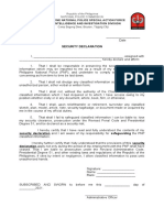 Security Declaration Form - Long Size