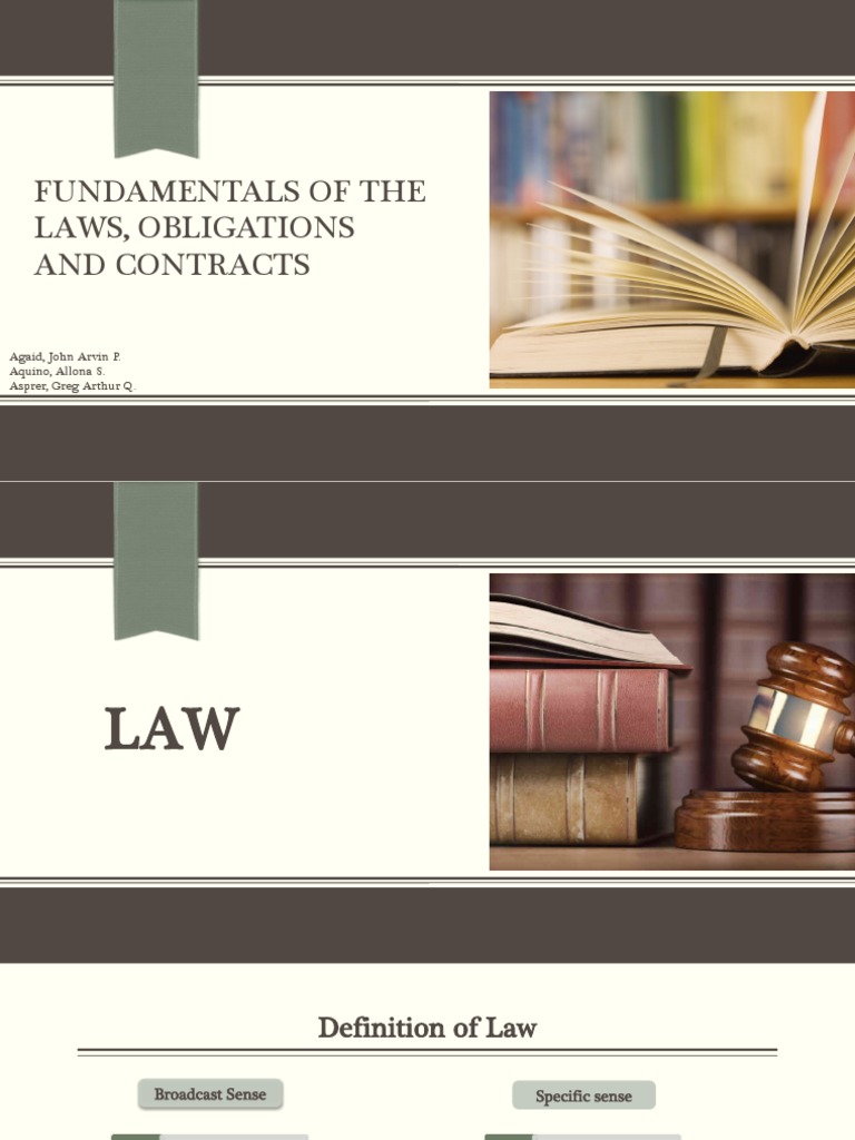 Fundamentals of Laws, Obligations and Contracts PDF Law Of