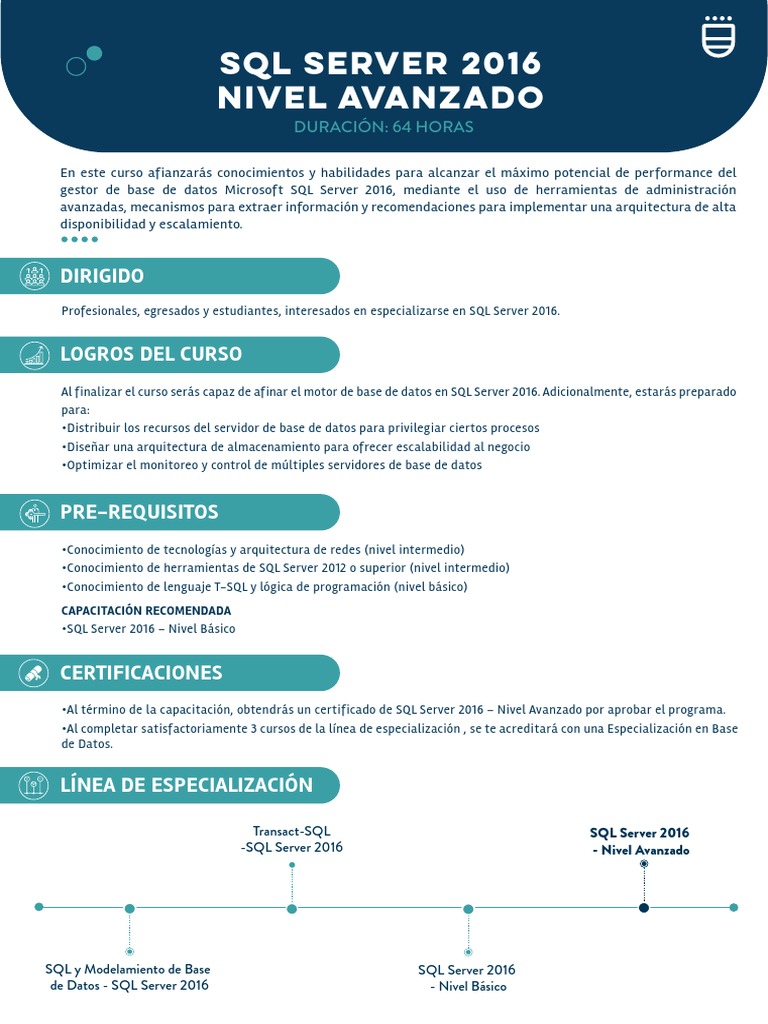 Curso Avanzado de SQL Server 2016 | PDF | Servidor SQL de Microsoft ...