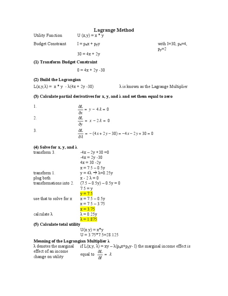 Lagrange Method for Utility Maximization | PDF | Teaching Methods ...