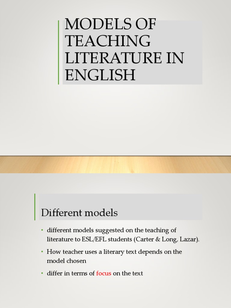 Dokumen Tips Models of Teaching Literature in English PDF English