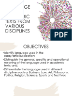 Language Used in Academic Texts From Various Disciplines