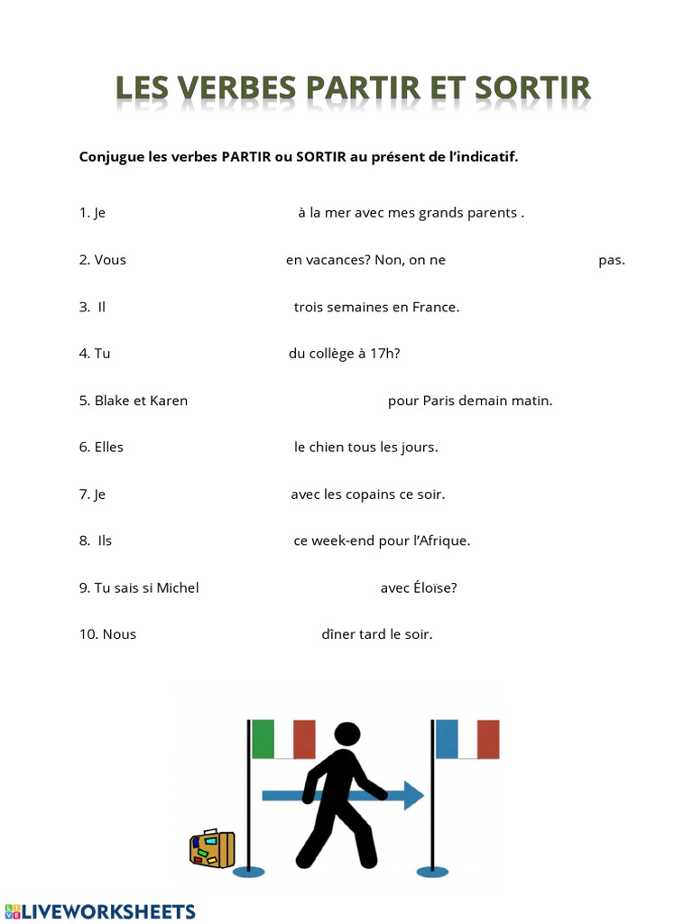 Partir Sortir, Sortir 分ける 違い , Conjugation sortir – MJLRGX