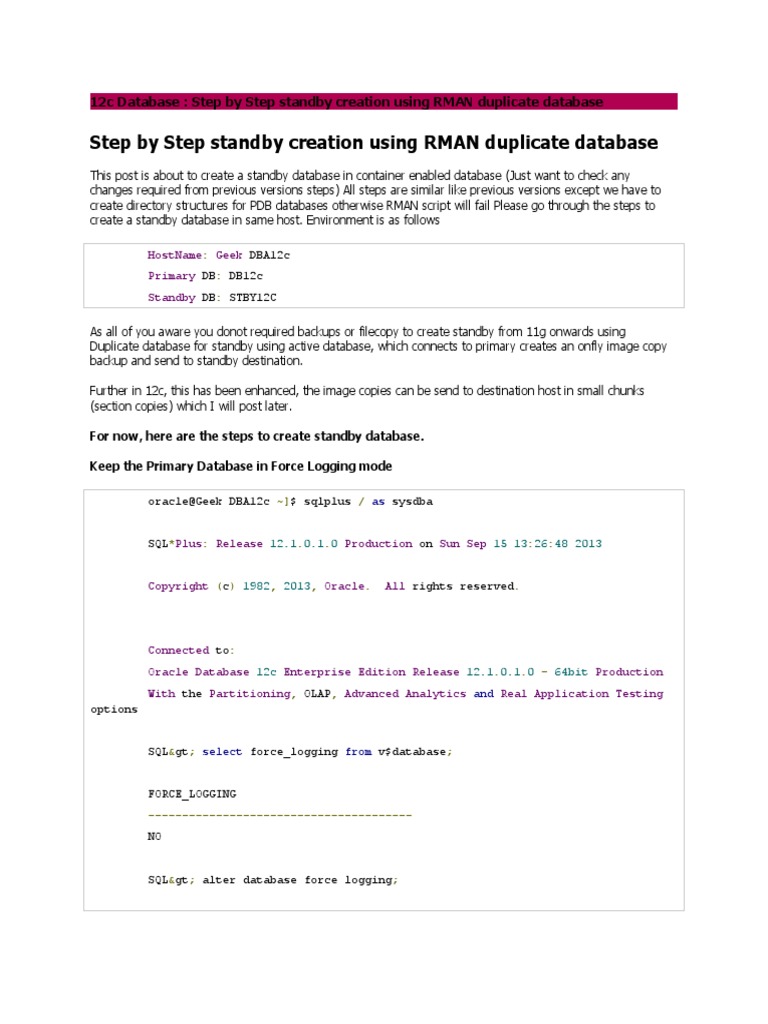 How To Duplicate Rman Database? – YFFORN
