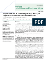 Approximation of Protein Quality (DIAAS) of Vegetarian Dishes Served in Restaurants
