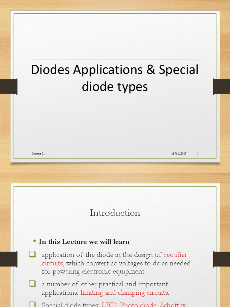 Lect 05 Diodes and Applications Part2 PDF Rectifier Light