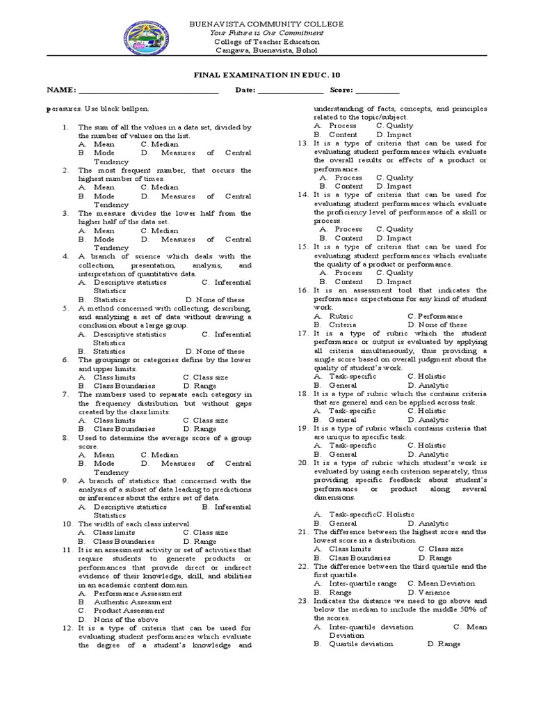 Final Exam in Educ 10 | PDF