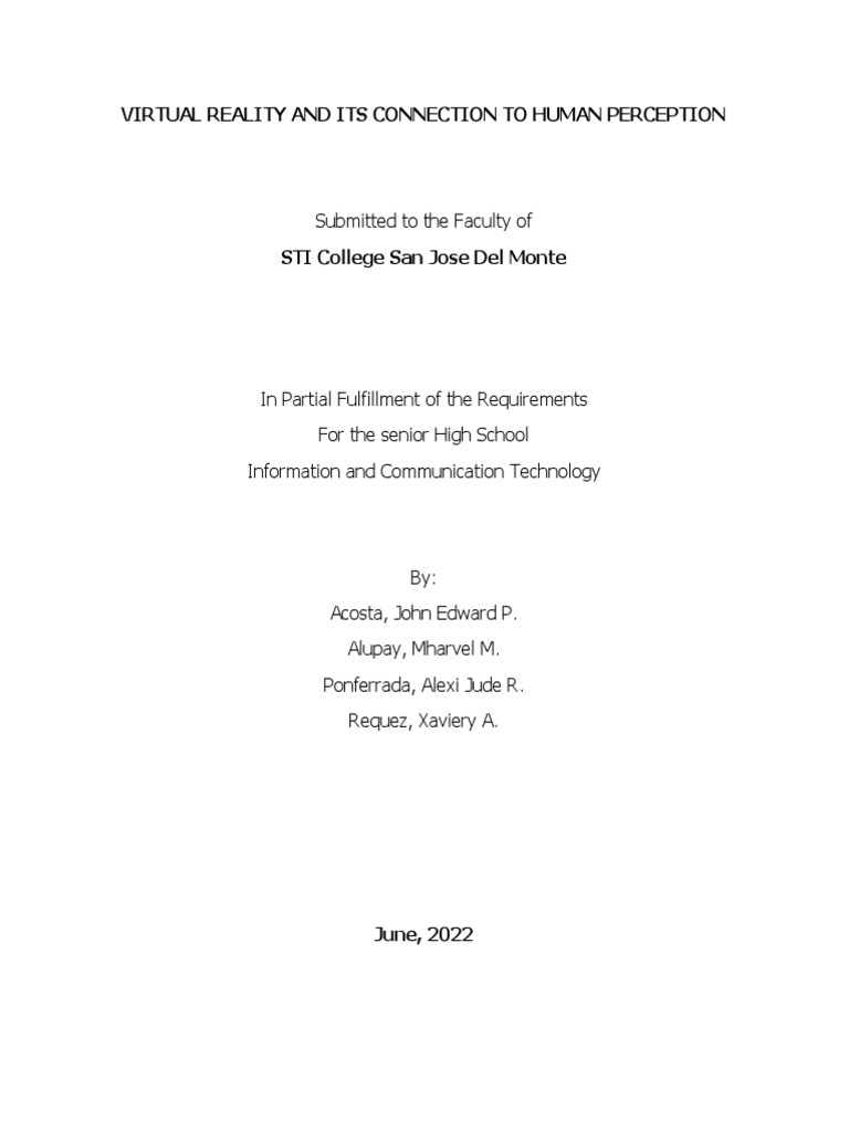 VR & Human Perception Study | PDF | Virtual Reality | Reality