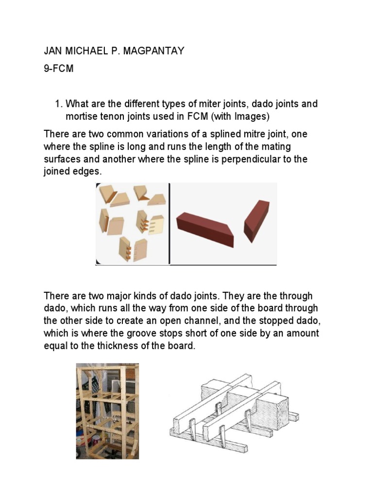Types of Wood Joints Used in Furniture and Making (FCM) Miter