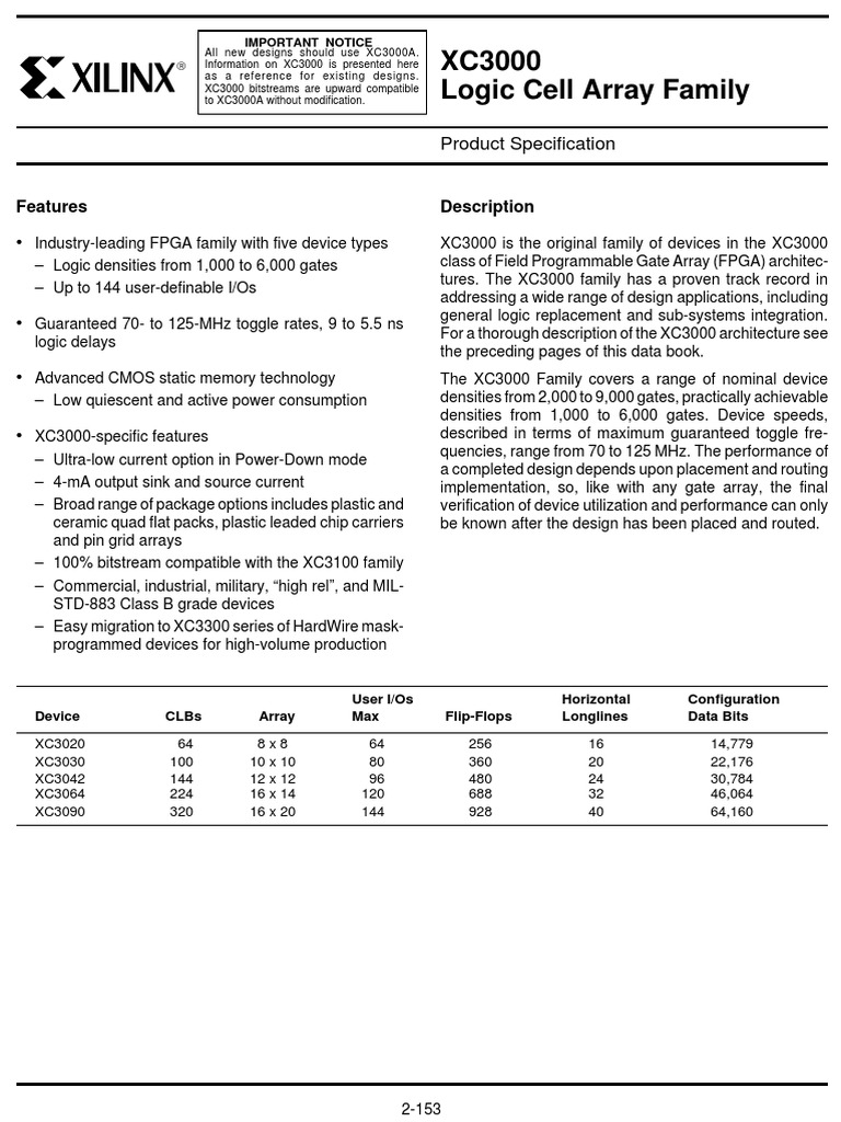 Xc3000 logic cell array family pdf computer hardware digital