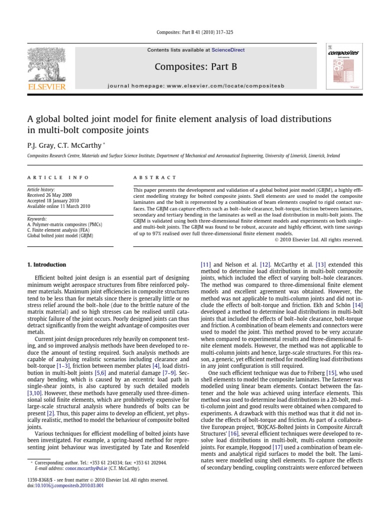 Global Bolted Joint Model for FEA | PDF | Bending | Finite Element Method