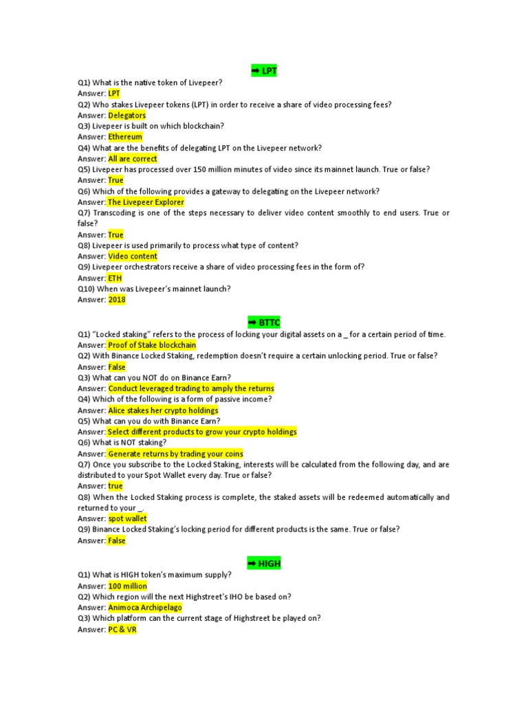 Livepeer, Binance, Highstreet, MANTRA, Lisk, UMA, Band Protocol FAQs | PDF  | Computing | Computer Science