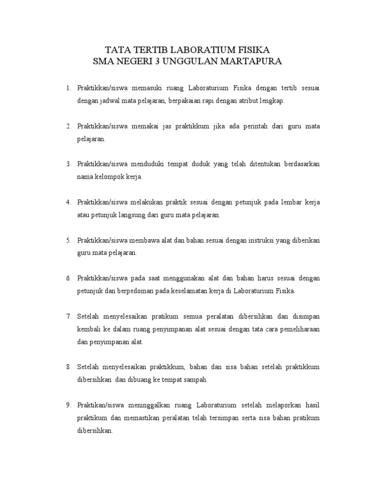 Tata Tertib Lab Fisika PDF