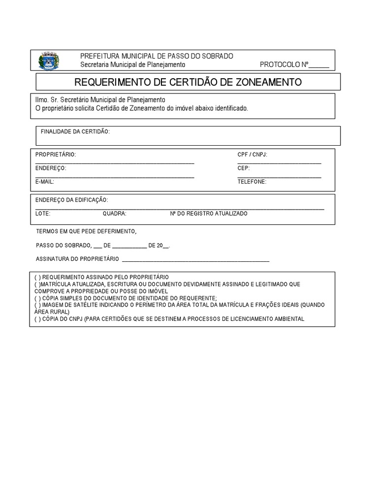 Requerimento Certidão de Zoneamento PDF