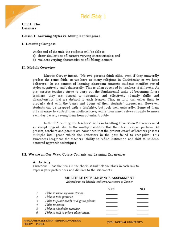 Learning Styles and Multiple Intelligences | PDF | Learning Styles ...