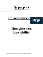 Introductory Unit Homelessness Lowability: Year 9