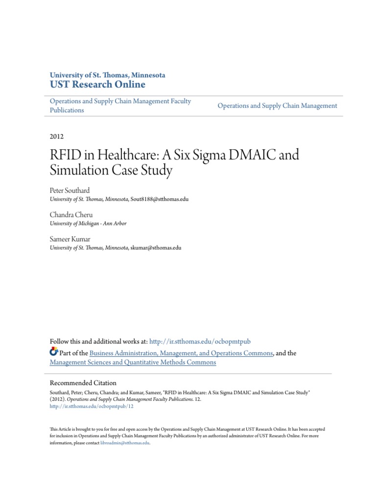 RFID in Healthcare A Six Sigma DMAIC and Simulation Case Study PDF