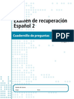 Examen de Recuperacion Español 2 Primer Bimestre
