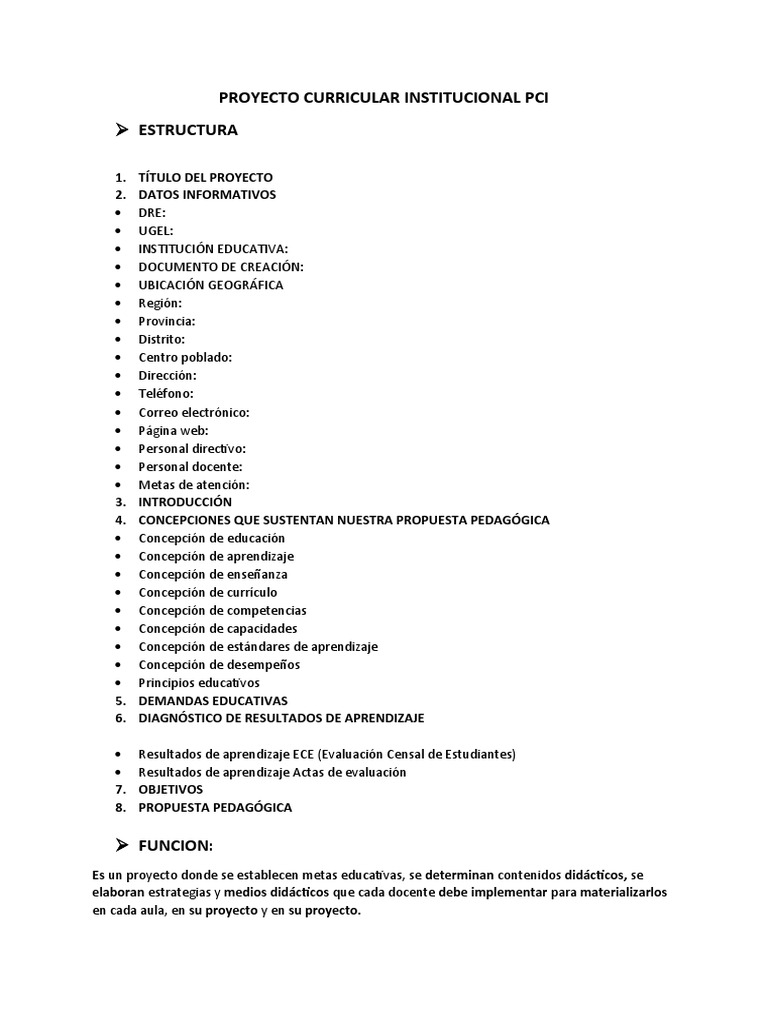 Proyecto Curricular Institucional | PDF | Plan de estudios | Evaluación