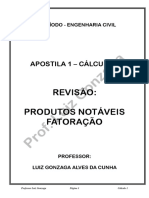 Ap 1 - Cálculo 1 - Revisão Produtos Notáveis e Fatoração