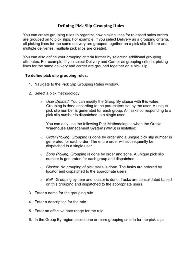 Understanding Picking Slips and Rules | PDF