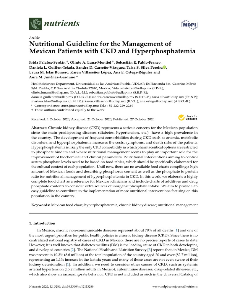 2020 - Nutritional Guideline For The Management of | PDF | Chronic ...