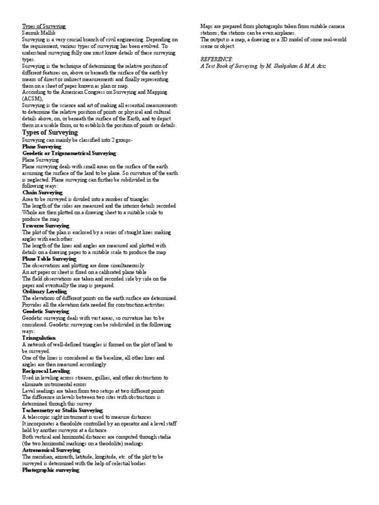 Types of Surveying PDF Surveying Metrology