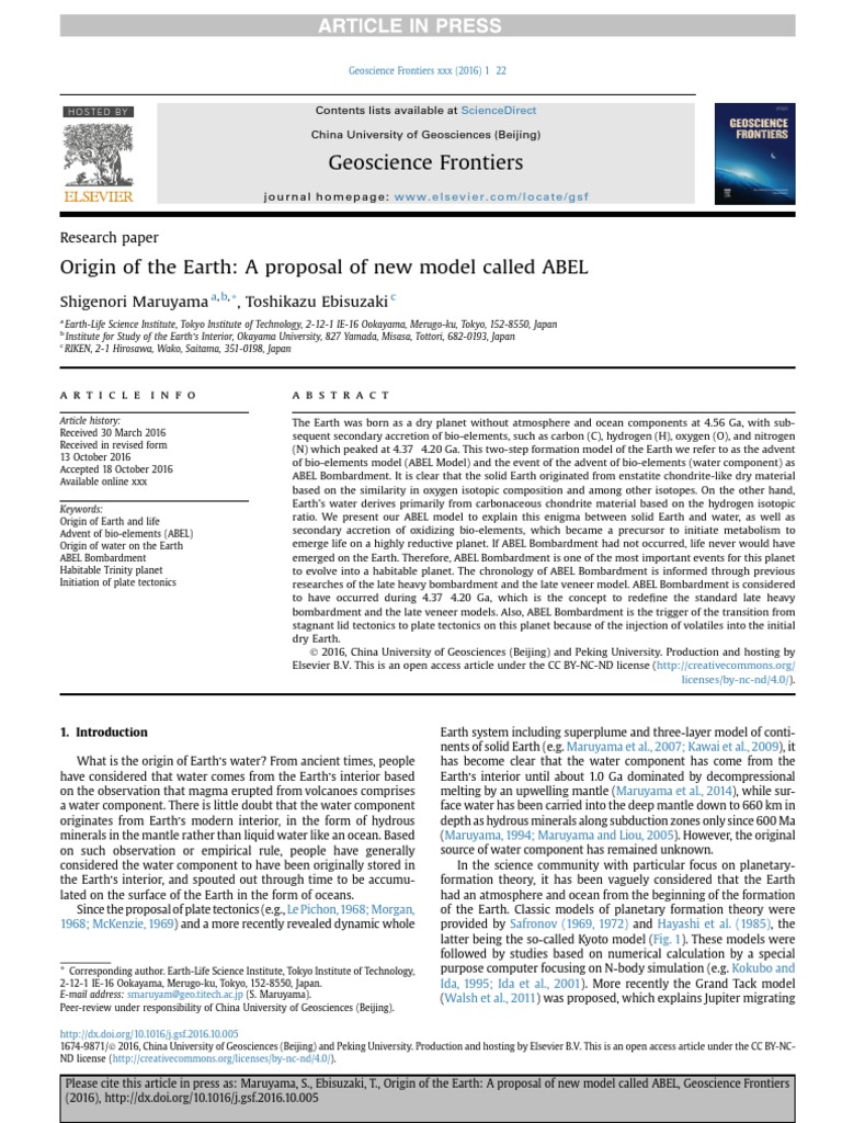 1 s2.0 S167498711630144X Main PDF Giant Impact Hypothesis Earth