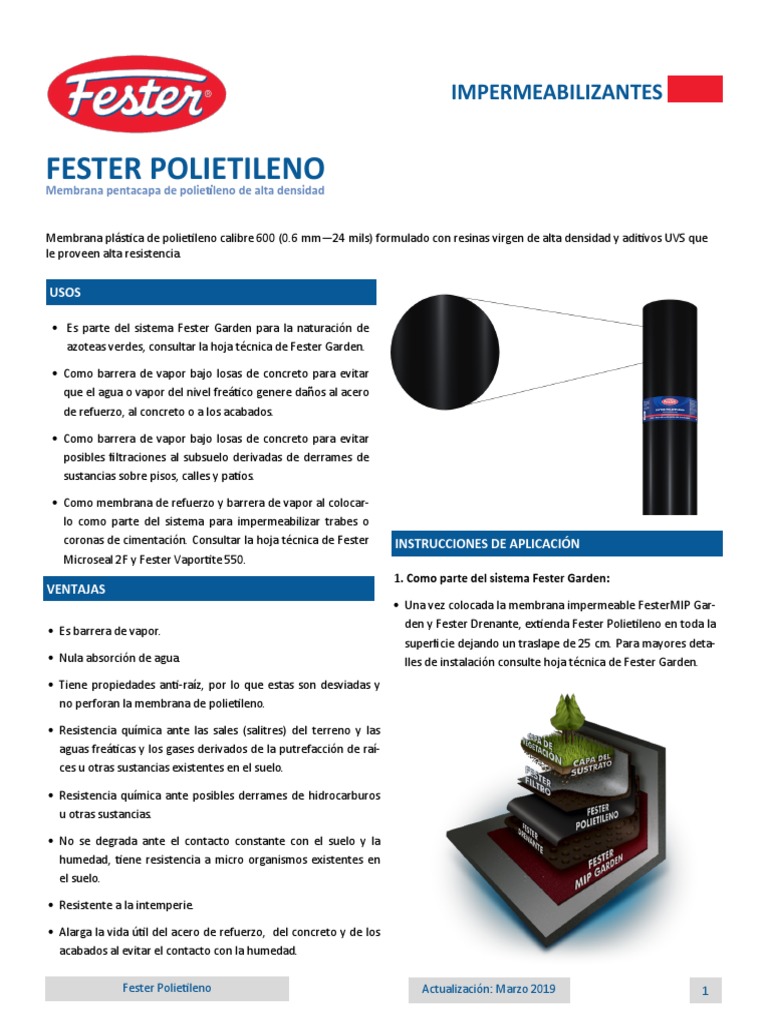 Fester Polietileno Mip Tds MX | PDF | Hormigón | Ingeniero civil