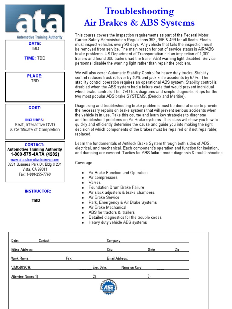 Troubleshooting Air Brakes Systems PDF Brake Anti Lock Braking System