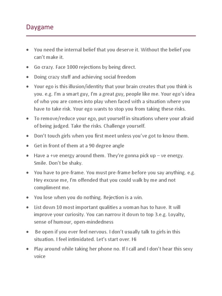 Mastering Daygame: Overcoming Ego & Rejection | PDF