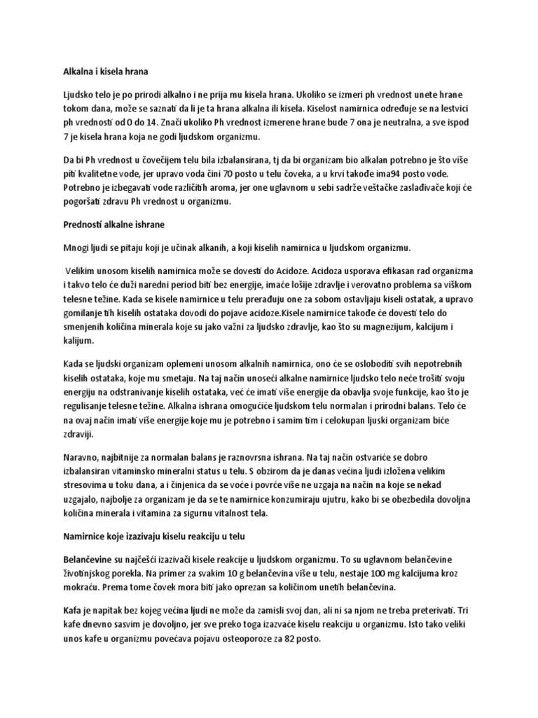 Alkalna I Kisela Hrana PDF