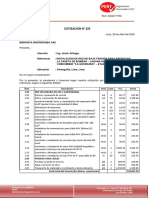 Cotización N° 223 para instalación de red de baja tensión