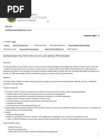 Barangay Nutrition Scholar (BNS) Program - Department of Health Website