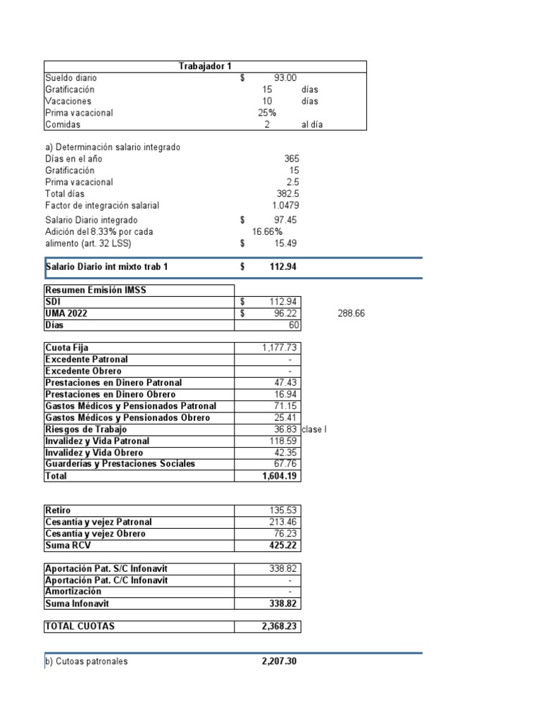 Determinación Cuotas IMSS SAR INFONAVIT | PDF | Salario | Psicología ...