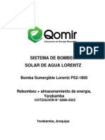 Cotizacion Q066-2022 - Rebombeo Solar, Arboles Nativos Yarabamba + Almacenamiento de Energía - Lorentz PS2-1800 C-SJ8-7 - Arequipa