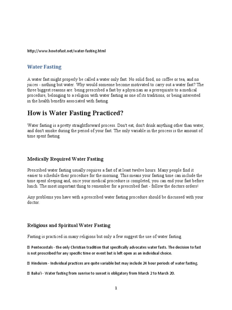 Water Fasting: A Comprehensive Guide | PDF | Dieting | Fasting