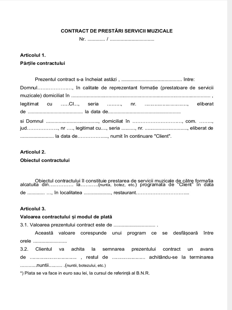 Pdfslide - Tips - Contract de Prestari Servicii Muzicale | PDF