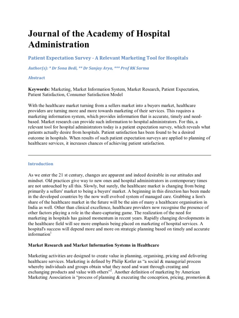 essay about hospital administration