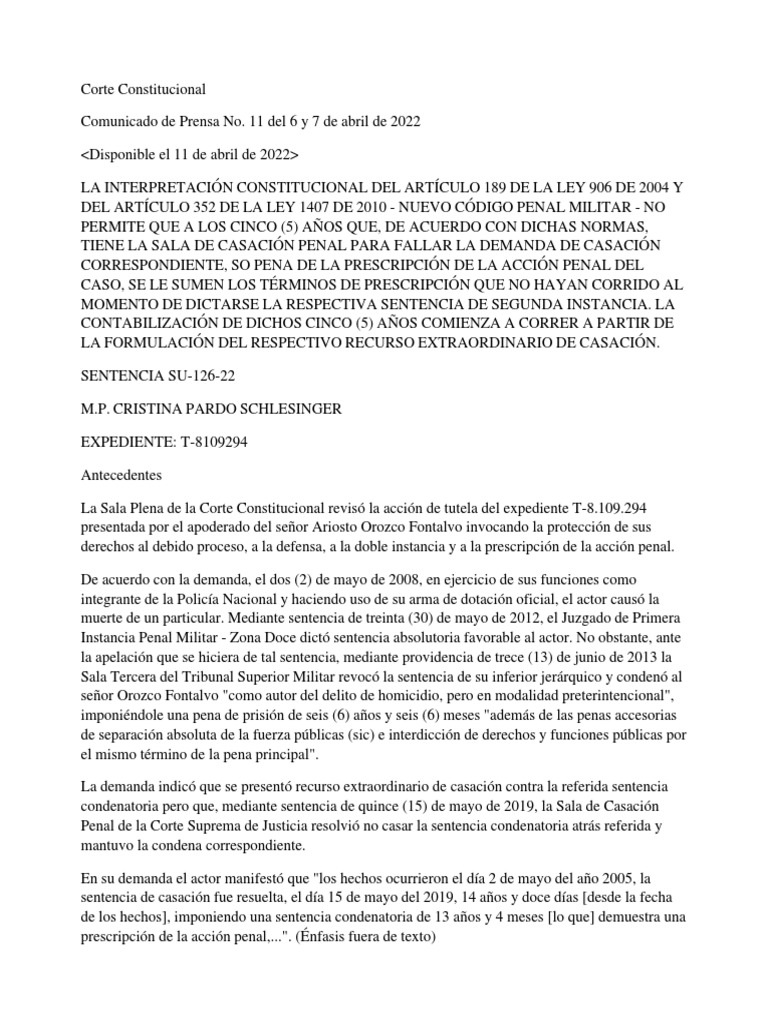 Su-126 2022 | PDF | Sentencia (ley) | Derecho penal