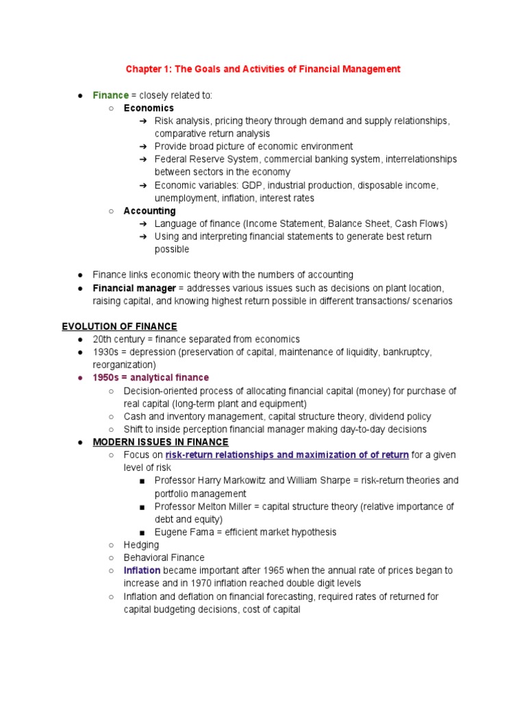 CHAPTER 1 The Goals and Activities of Financial Management PDF