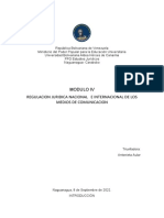 Modulo IV REGULACION JURIDICA NACIONAL E INTERNACIONAL