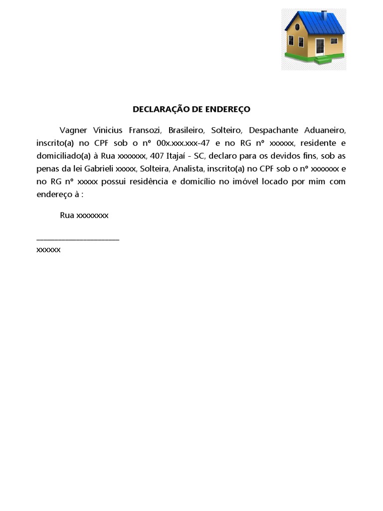 Declara o de residencia modelo pdf