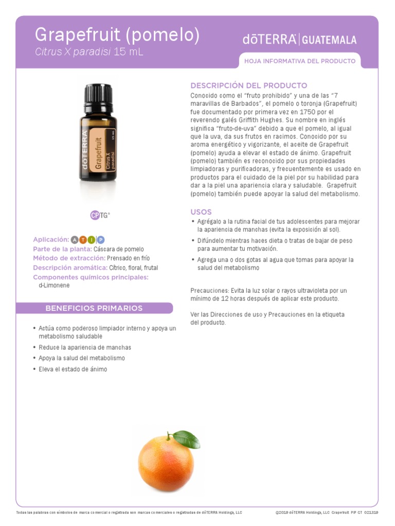 AceiteDePomeloGrapefruitOil doTERRA PDF Pomelo