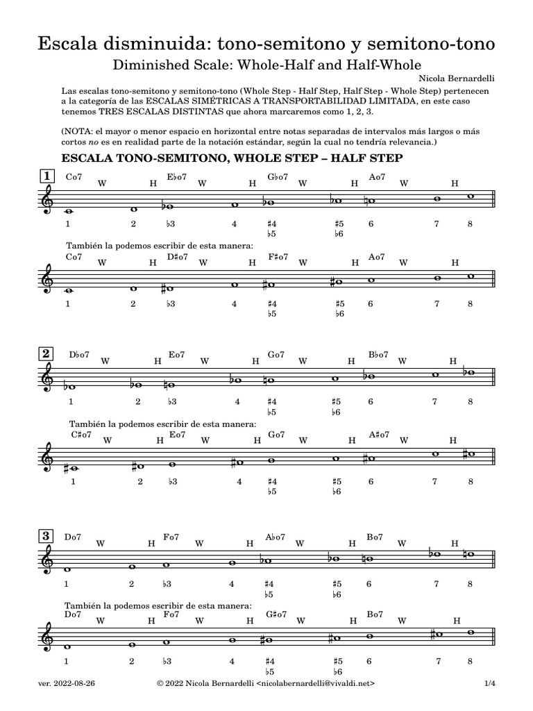 Escala Disminuida Tono Semitono Y Semitono Tono V2022 08 26 Pdf