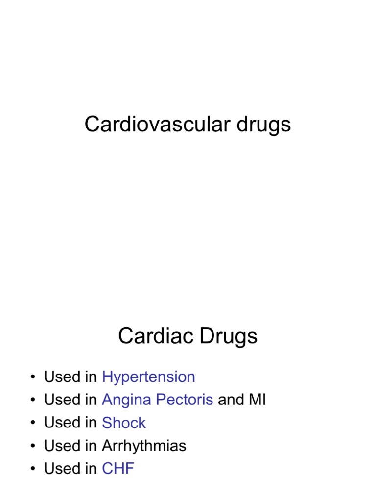 Cardiovascular Drugs Overview | PDF | Cardiac Arrhythmia | Vasodilation