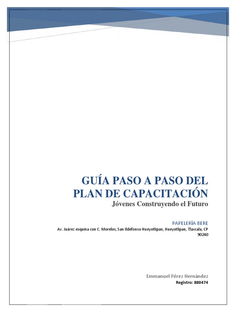Plan de Capacitación para Jóvenes en Papelería | PDF | Evaluación ...