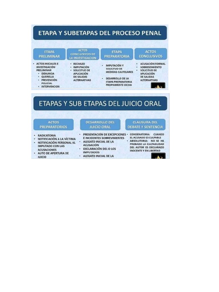 Etapas y Subetapas Del Proceso Penal en Cuadros. | PDF