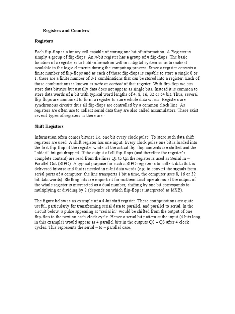 Registers and Counters in Digital Electronics | PDF | Electrical ...